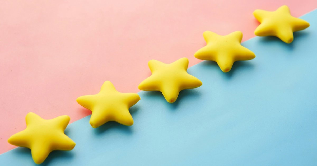 Five yellow stars in a row